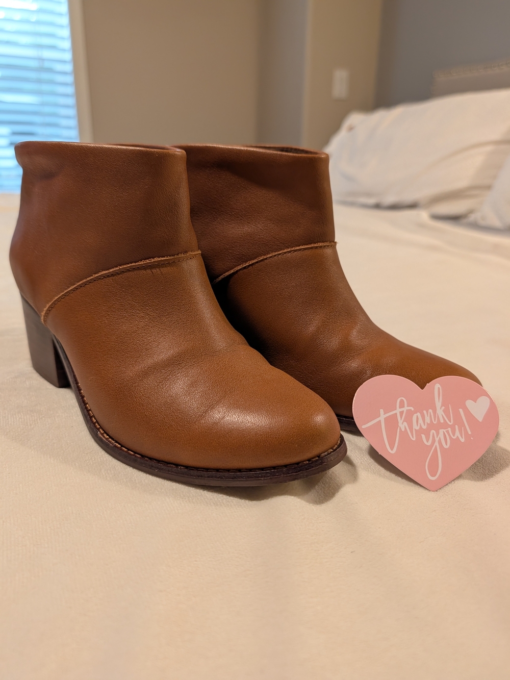 Toms Cognac Leather Ankle Booties
